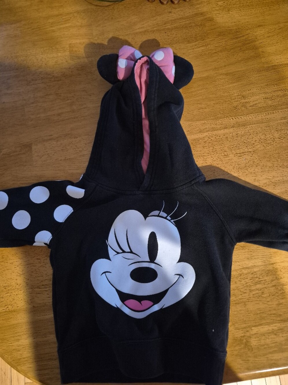 Disney Black Minnie Mouse Hoodie with Pink BowAccent. Size 4.